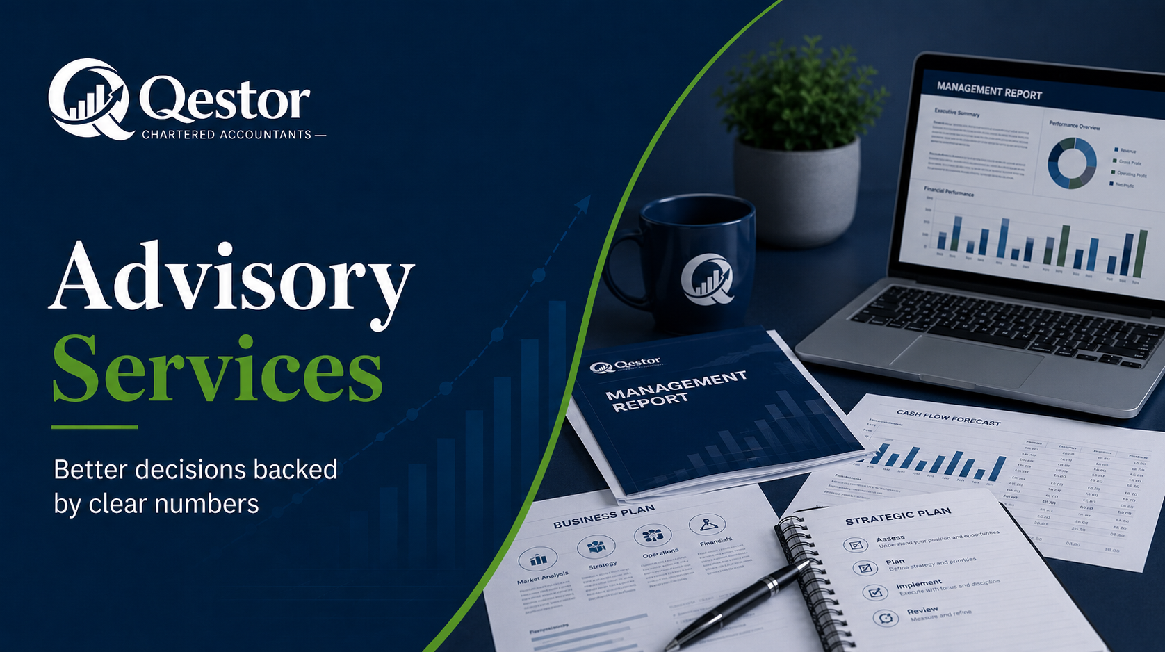 Business owner reviewing management accounts with chartered accountant